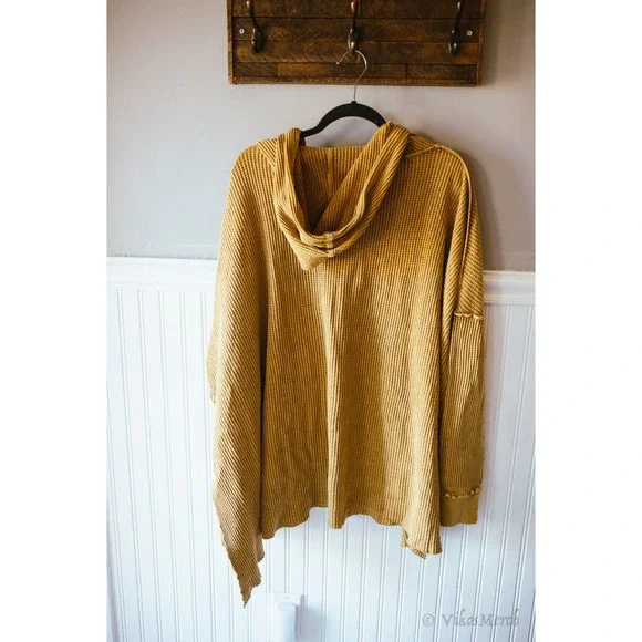 Free People One Gannet Hoodie Waffle Knit Pullover Small NEW - Picture 5 of 5